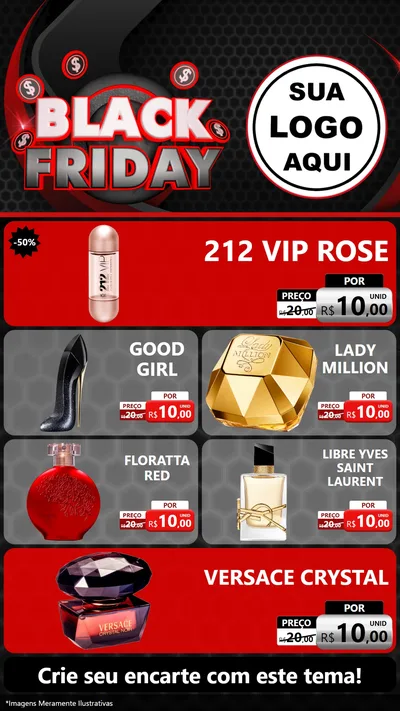 Modelo de TV para TV Vertical com o tema Black Friday para Perfumes