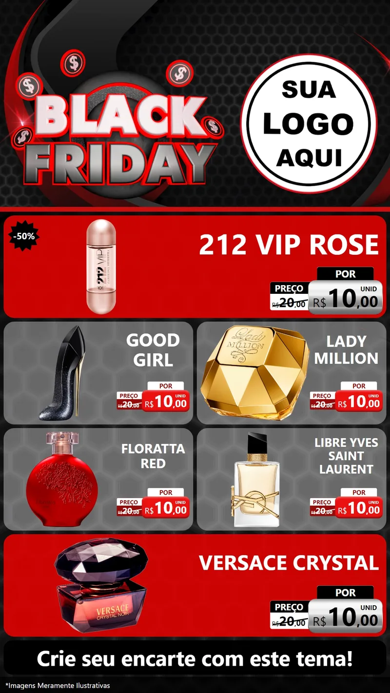 Modelo de TV para TV Vertical com o tema Black Friday para Perfumes