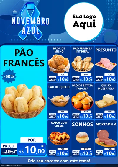 Modelo de Encarte para Encarte A4 Vertical com o tema Novembro Azul para Padaria