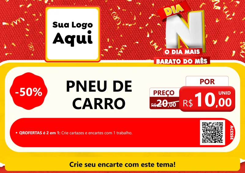 Modelo de Cartaz para Cartaz A4 Horizontal com o tema Dia N o Dia Mais Barato do Mês para Auto peças