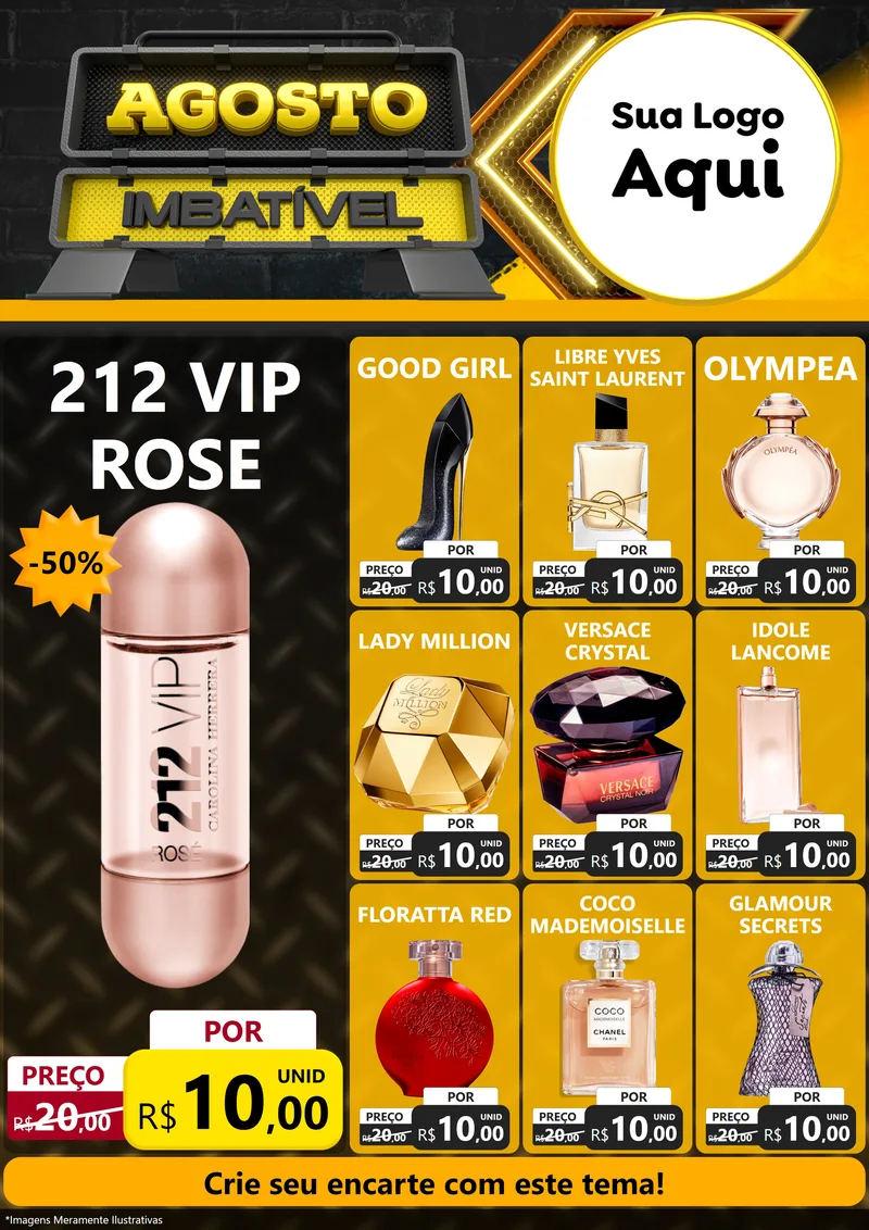 Modelo de Encarte para Encarte A4 Vertical com o tema Agosto Imbatível para Perfumes