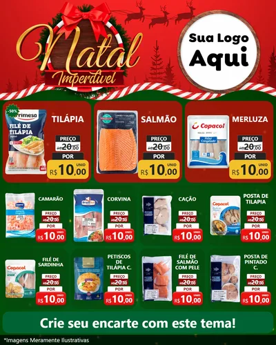 Modelo de Rede Social para Feed Instagram com o tema Natal Imperdível para Peixaria
