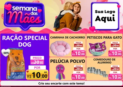 Modelo de Encarte para Encarte A4 Horizontal com o tema Semana das Mães para Pet Shop