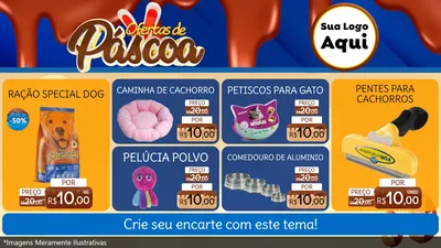 Modelo de TV para TV Horizontal com o tema Ofertas de Páscoa para Pet Shop