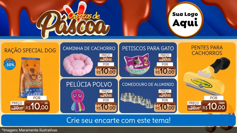 Modelo de TV para TV Horizontal com o tema Ofertas de Páscoa para Pet Shop