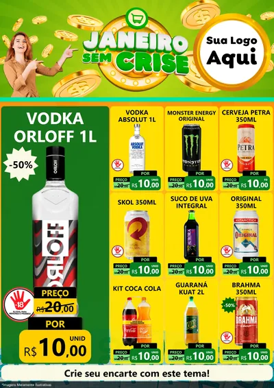 Modelo de Encarte para Encarte A4 Vertical com o tema Janeiro Sem Crise para Distribuidora de bebidas