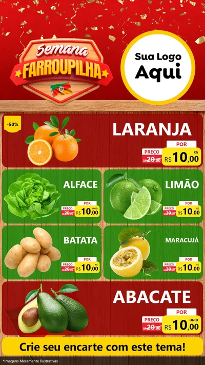 Modelo de TV para TV Vertical com o tema Semana Farroupilha para Hortifrúti