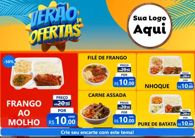 Modelo de Encarte para Encarte A4 Horizontal com o tema Verão de Ofertas para Restaurante