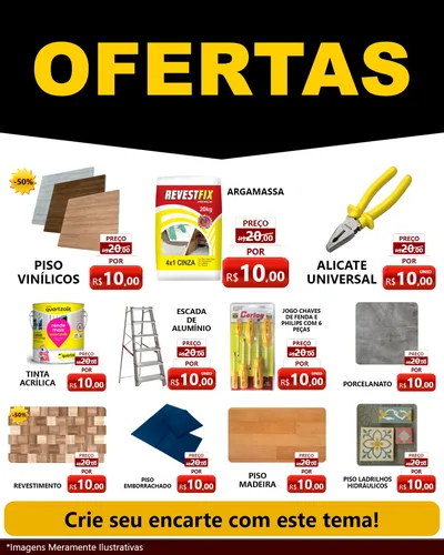 Modelo de Rede Social para Feed Instagram com o tema Ofertas Preto e Vermelho Cartaz para Material para Construção