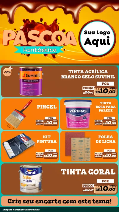 Modelo de TV para TV Vertical com o tema Páscoa Fantástica para Tintas e Ferramentas