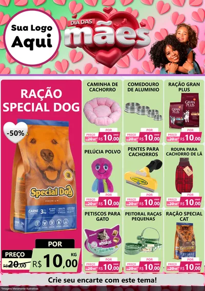 Modelo de Encarte para Encarte A4 Vertical com o tema Dia das Mães para Pet Shop