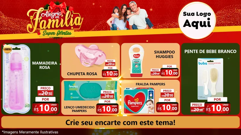 Modelo de TV para TV Horizontal com o tema Alegria em Família Super Ofertas - Natal para Bebês