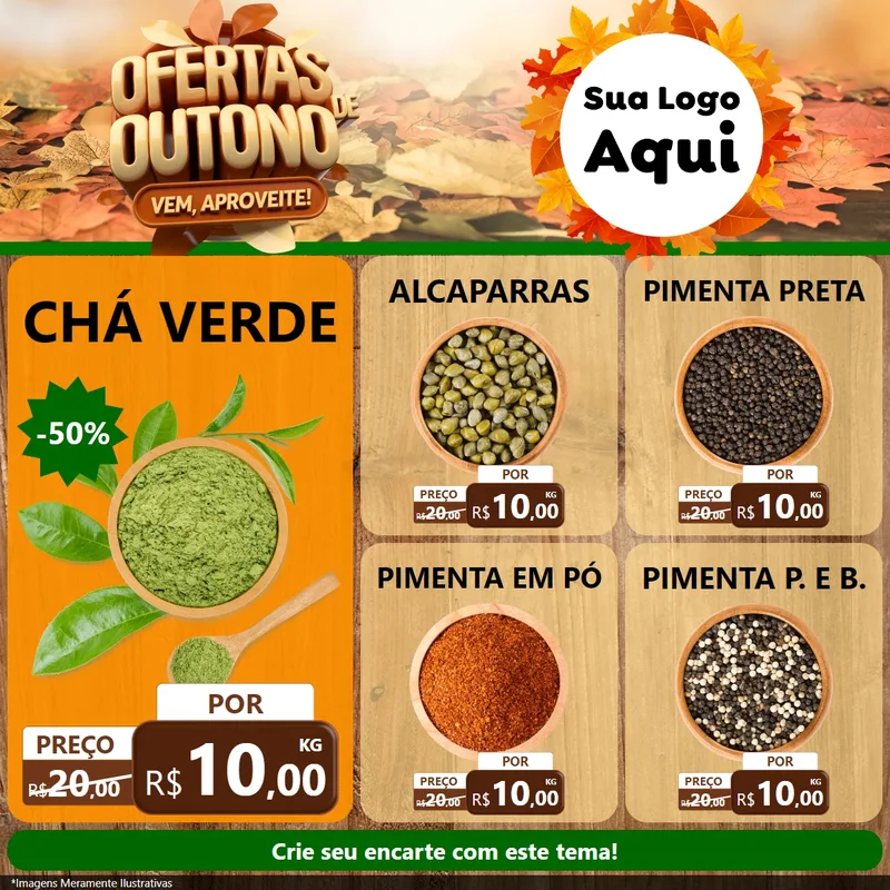 Modelo de Rede Social para Feed Facebook com o tema Ofertas de Outono - Vem, Aproveite! para Produtos Naturais