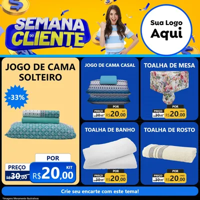 Modelo de Rede Social para Feed Facebook com o tema Semana do Cliente para Cama, Mesa e Banho