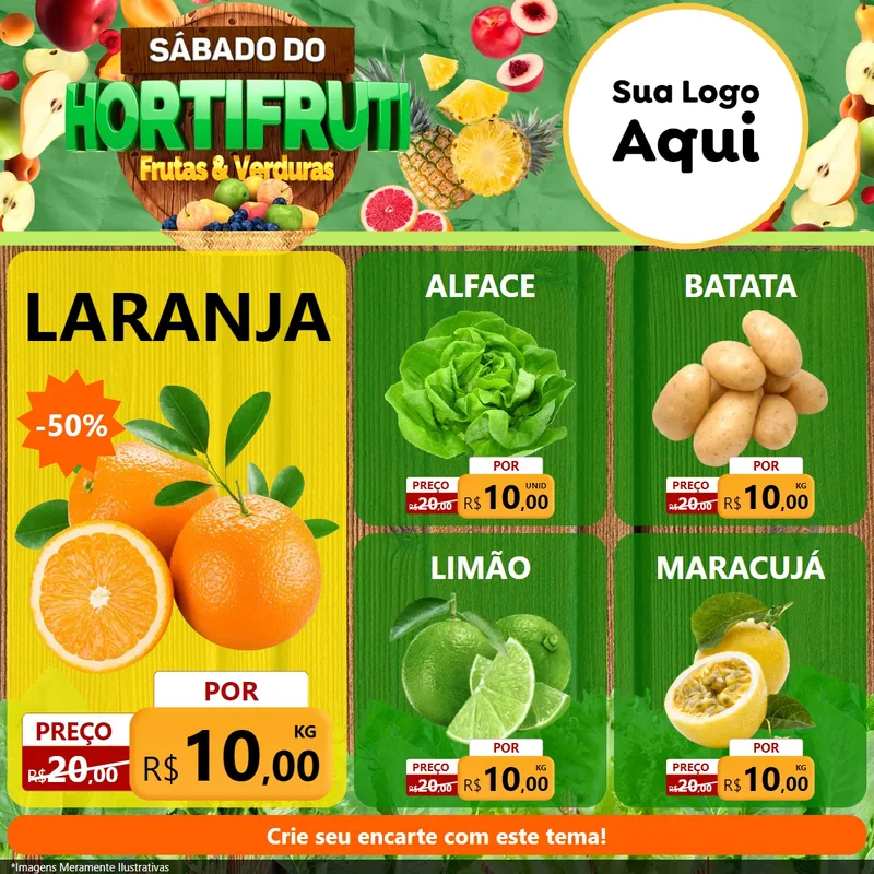 Modelo de Rede Social para Feed Facebook com o tema Sábado do Hortifrúti para Hortifrúti