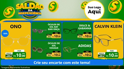 Modelo de TV para TV Horizontal com o tema Saldão da Indepêndencia para Óticas