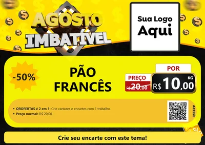 Modelo de Cartaz para Cartaz A4 Horizontal com o tema Agosto Imbatível para Padaria