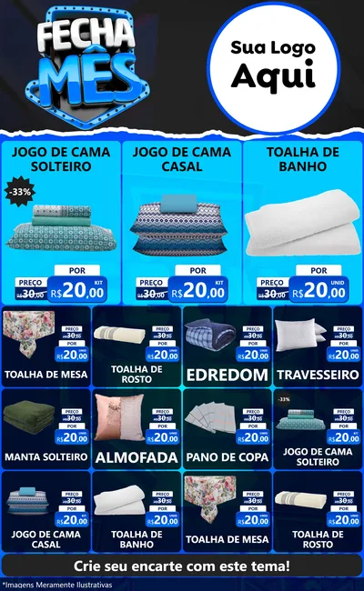 Modelo de Encarte para Encarte Grande com o tema Fecha Mês para Cama, Mesa e Banho