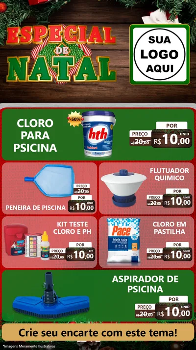 Modelo de TV para TV Vertical com o tema Especial de Natal para Produtos para Piscina