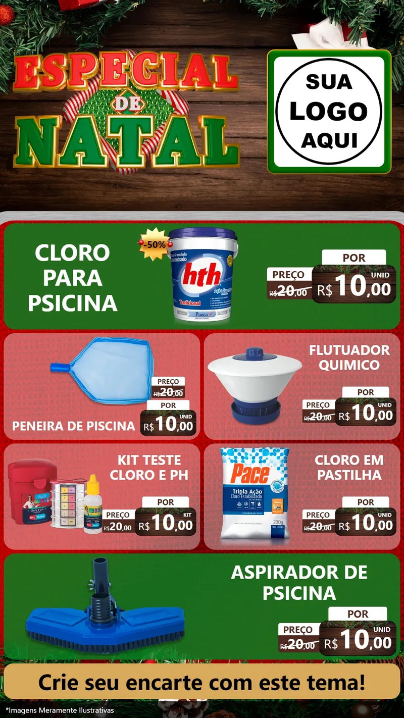 Modelo de TV para TV Vertical com o tema Especial de Natal para Produtos para Piscina