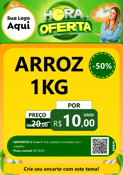 Modelo de Cartaz para Cartaz A4 Vertical com o tema Hora da Oferta para Supermercado