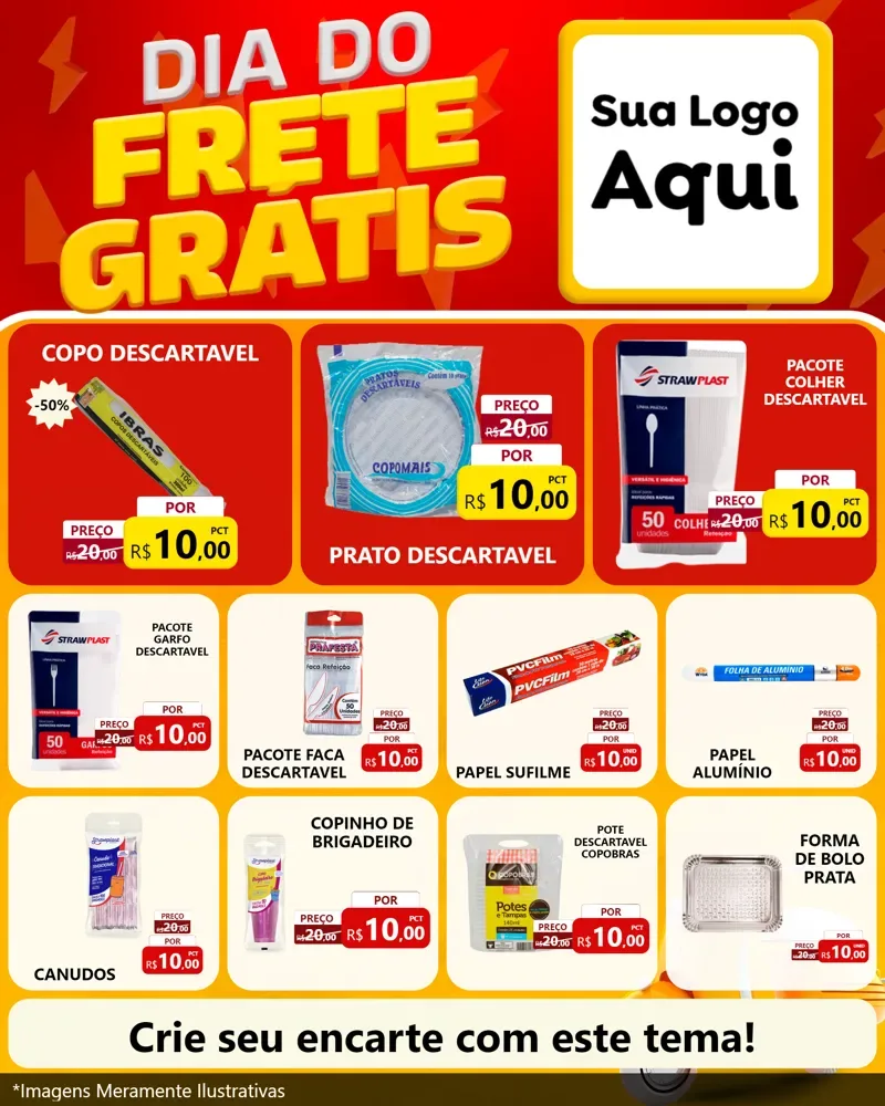 Modelo de Rede Social para Feed Instagram com o tema Dia do Frete Grátis para Embalagens