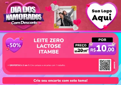 Modelo de Cartaz para Cartaz A4 Horizontal com o tema Dia Dos Namorados Com Desconto para Frios e Laticínios