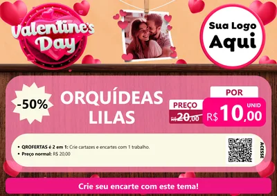 Modelo de Cartaz para Cartaz A4 Horizontal com o tema Valentine's Day para Floricultura e jardim