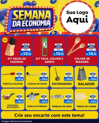 Modelo de Rede Social para Feed Instagram com o tema Semana da Economia para Utilidades Domésticas