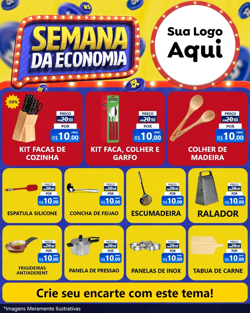 Modelo de Rede Social para Feed Instagram com o tema Semana da Economia para Utilidades Domésticas