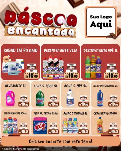 Modelo de Rede Social para Feed Instagram com o tema Páscoa Encantada para Produtos de Limpeza