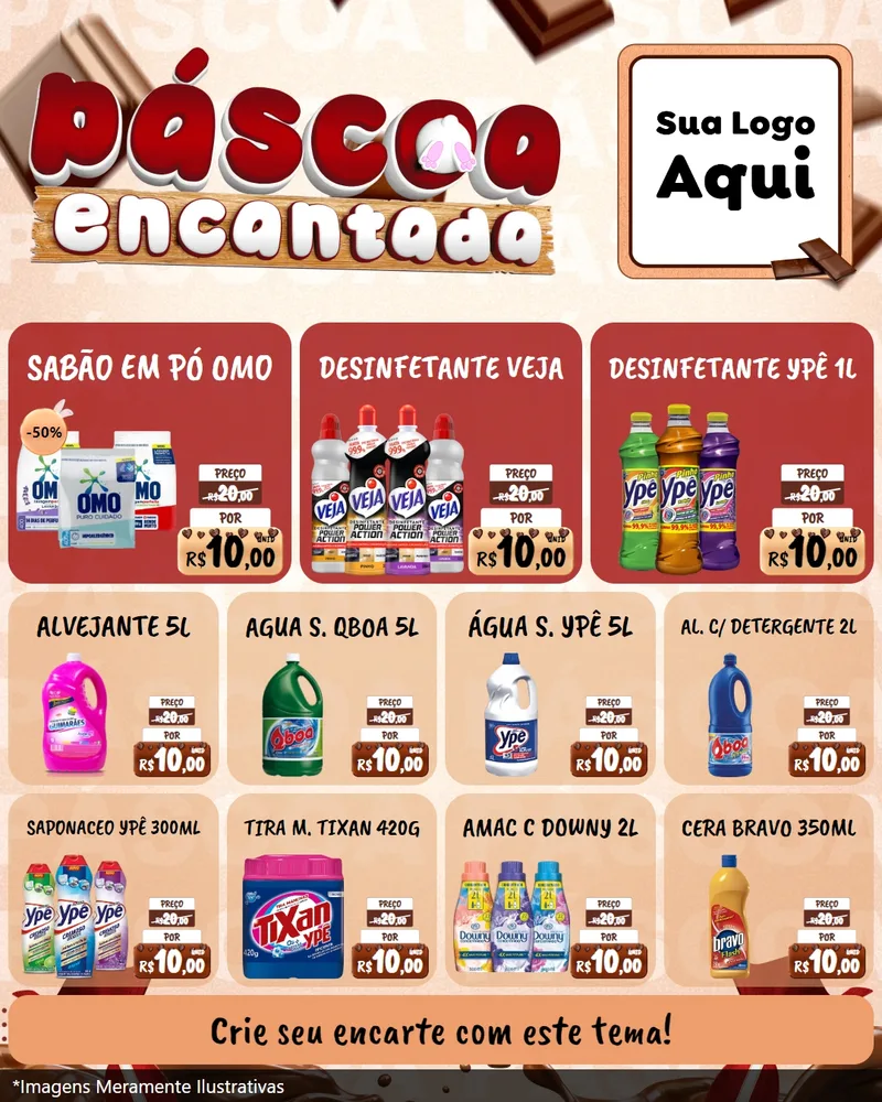Modelo de Rede Social para Feed Instagram com o tema Páscoa Encantada para Produtos de Limpeza