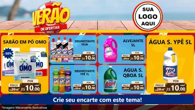 Modelo de TV para TV Horizontal com o tema Verão de Ofertas para Produtos de Limpeza