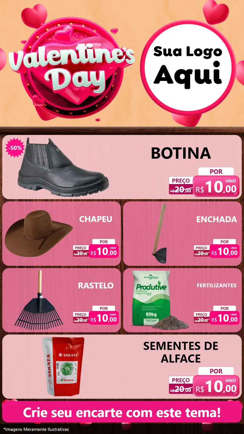 Modelo de TV para TV Vertical com o tema Valentine's Day para Agropecuária