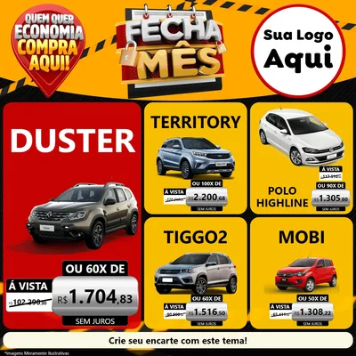 Modelo de Rede Social para Feed Facebook com o tema Fecha Mês para Concessionaria de Carros