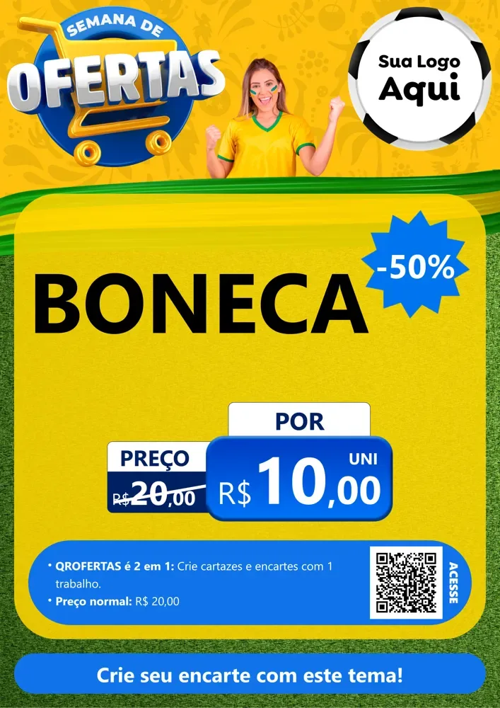 Modelo de Cartaz para Cartaz A4 Vertical com o tema Semana de Ofertas - Copa para Brinquedos