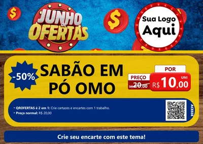 Modelo de Cartaz para Cartaz A4 Horizontal com o tema Junho de Ofertas para Produtos de Limpeza