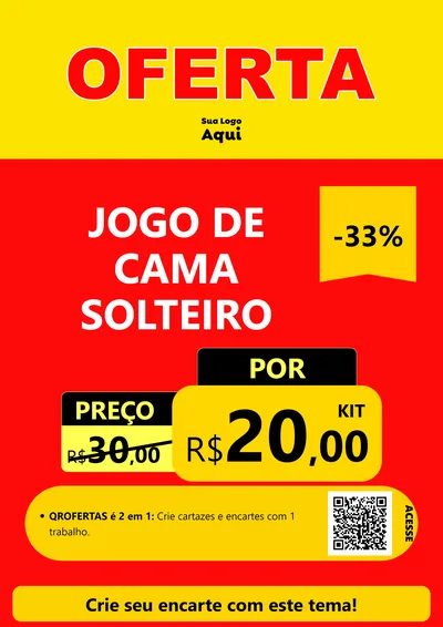 Modelo de Cartaz para Cartaz A4 Vertical com o tema OFERTA - Vermelho Cartaz para Cama, Mesa e Banho
