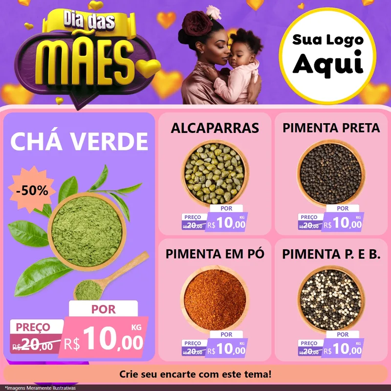 Modelo de Rede Social para Feed Facebook com o tema Dia das Mães para Produtos Naturais