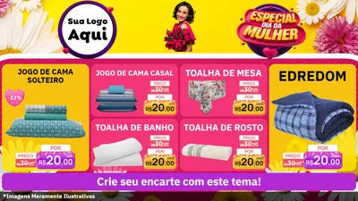 Modelo de TV para TV Horizontal com o tema Especial Dia da Mulher para Cama, Mesa e Banho