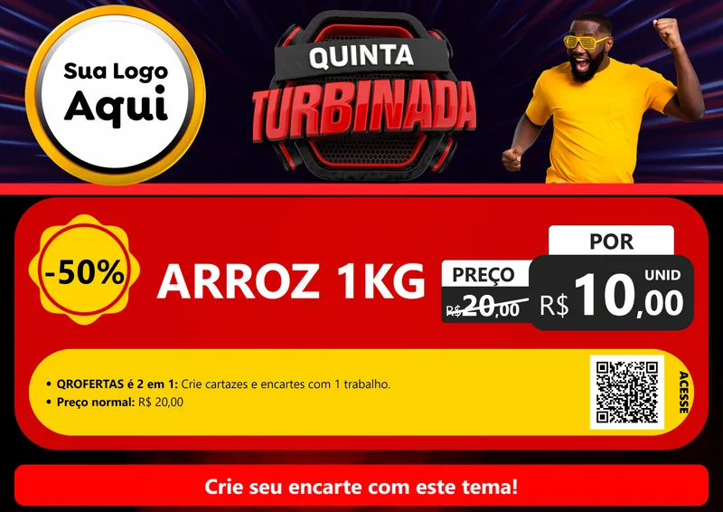 Modelo de Cartaz para Cartaz A4 Horizontal com o tema Quinta Turbinada para Supermercado