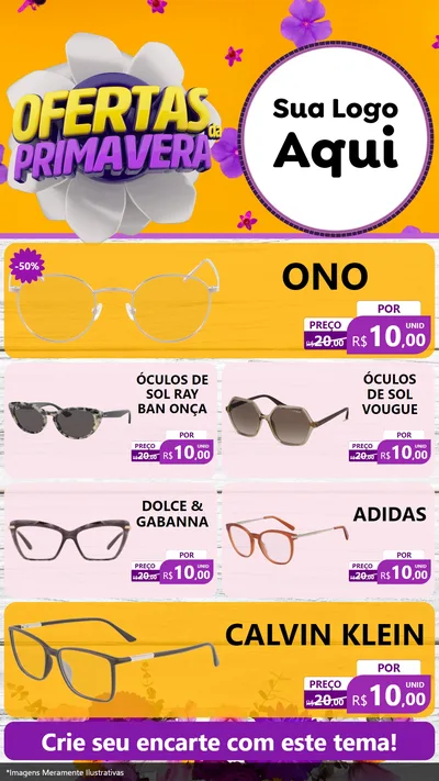 Modelo de TV para TV Vertical com o tema Ofertas Da Primavera para Óticas