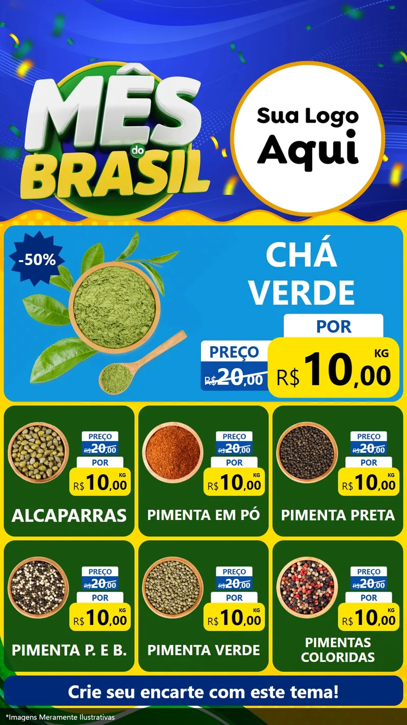 Modelo de Rede Social para Stories com o tema Mês do Brasil para Produtos Naturais