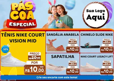 Modelo de Encarte para Encarte A4 Horizontal com o tema Páscoa Especial para Calçados