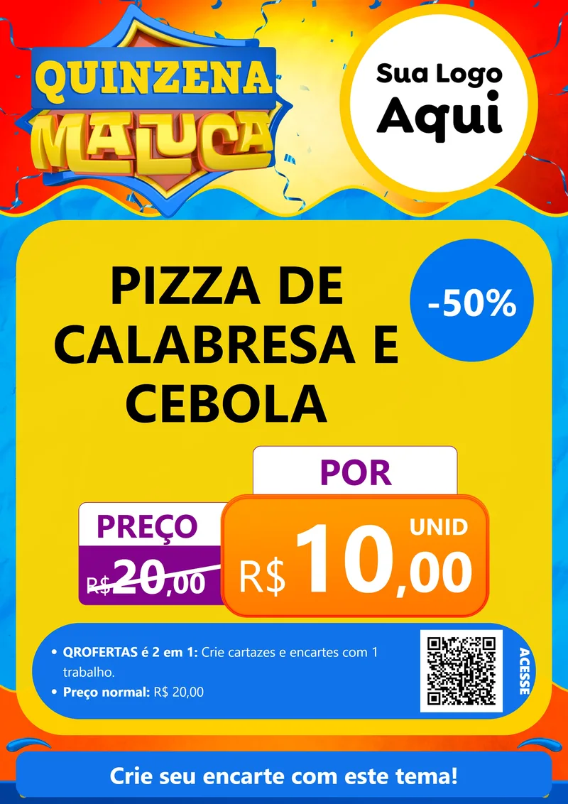 Modelo de Cartaz para Cartaz A4 Vertical com o tema Quinzena Maluca para Pizzaria