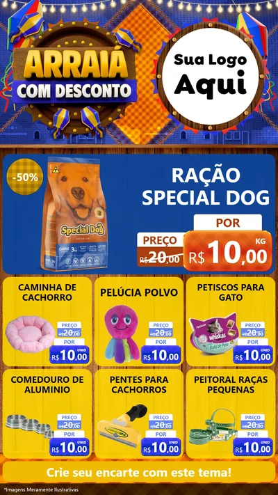 Modelo de Rede Social para Stories com o tema Arraiá Com Desconto para Pet Shop