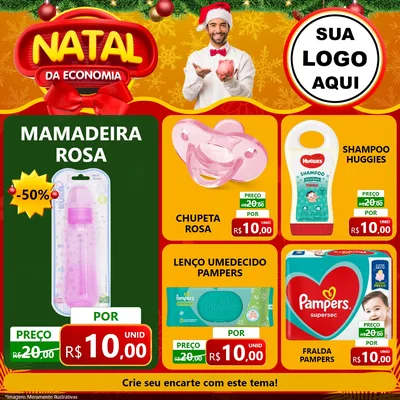 Modelo de Rede Social para Feed Facebook com o tema Natal da Economia para Bebês