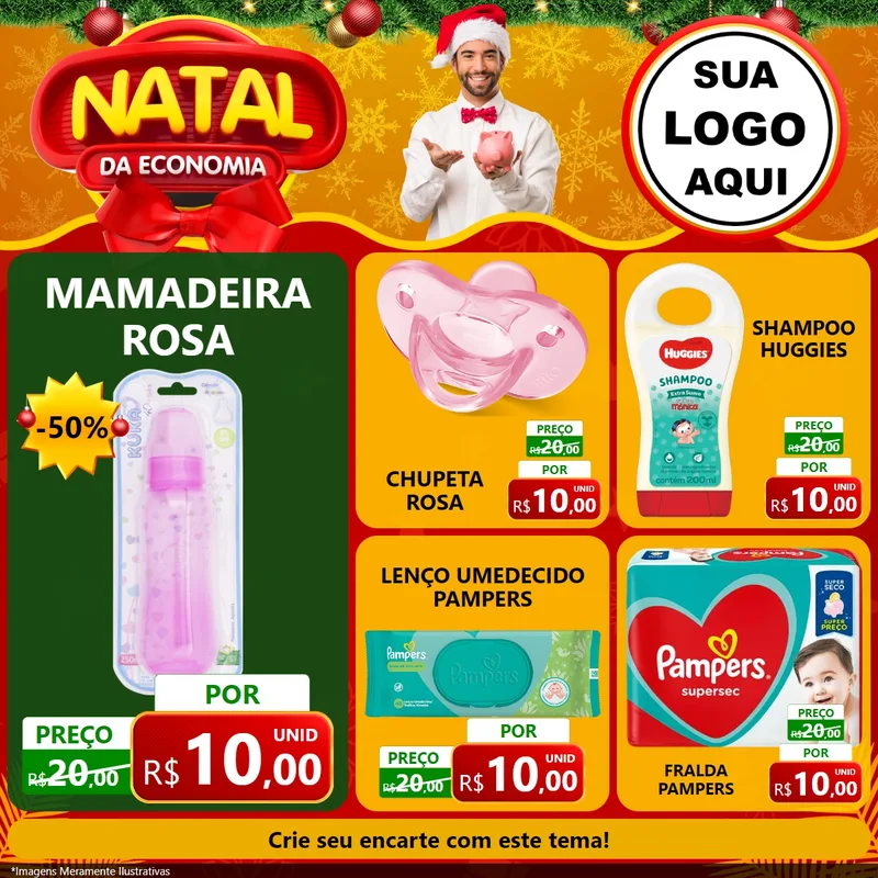 Modelo de Rede Social para Feed Facebook com o tema Natal da Economia para Bebês