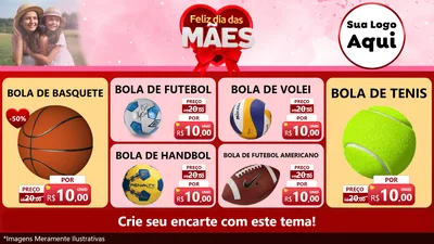 Modelo de TV para TV Horizontal com o tema Feliz Dia Das Mães para Artigos Esportivos