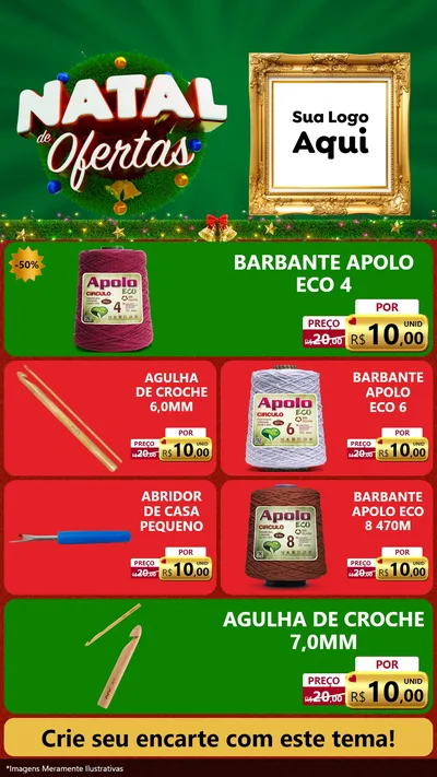 Modelo de TV para TV Vertical com o tema Natal de Ofertas para Armarinho e Aviamentos